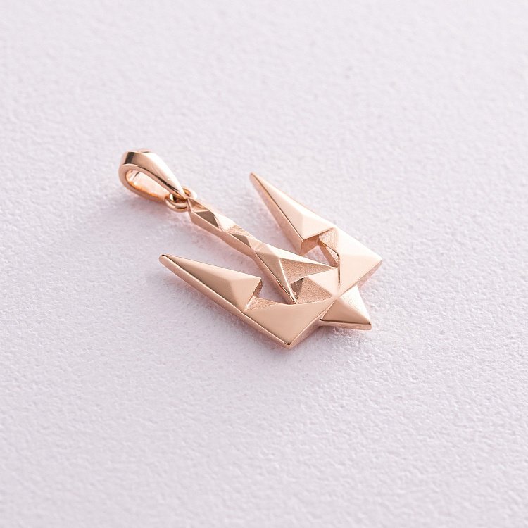 Кулон "Герб України - Тризуб" у червоному золоті п03716 від ювелірного магазину Онікс - 1