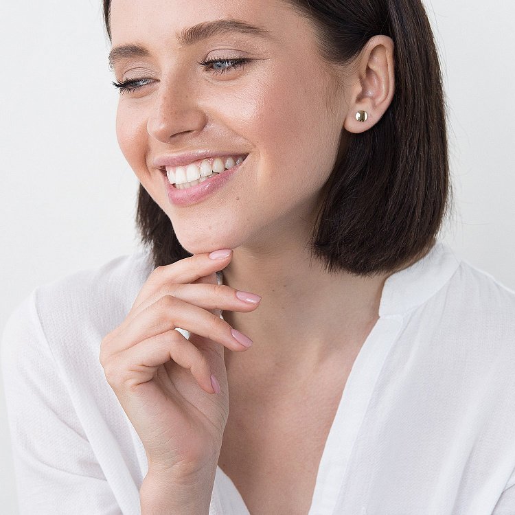 Серьги-пусеты с желтого золота с05447 от ювелирного магазина Оникс - 2