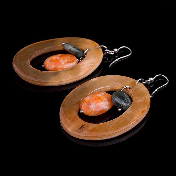 Сережки з сердоліком і агатом 232с24 - 1 Сережки з сердоліком і агатом 232с24 від ювелірного магазину Онікс - 1