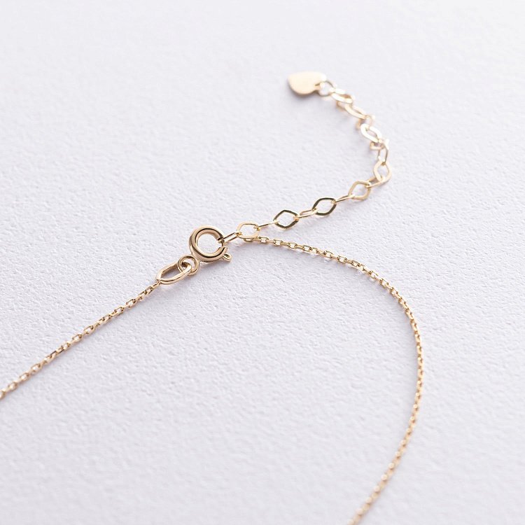 Кольє "Конюшина" в жовтому золоті (фіаніт) кол01126 від ювелірного магазину Онікс - 3