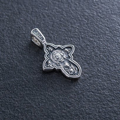 Серебряный крест "Спас Нерукотворный. Успение Божией Матери" 131111