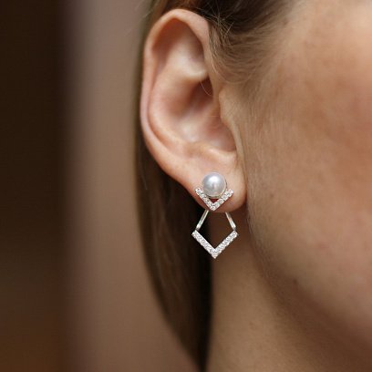 Серебряные серьги "Жемчужинки" 122554 №4