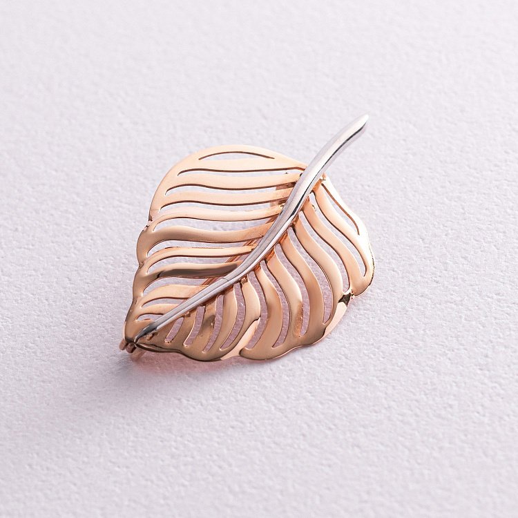 Золота брошка "Листочок" зак00149 від ювелірного магазину Онікс