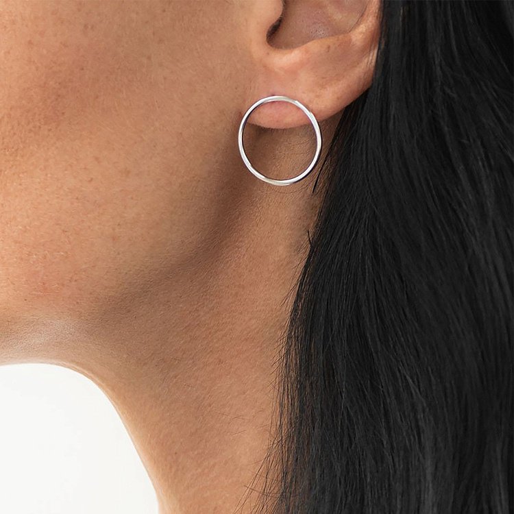 Сережки-пусети "Великий кругообіг" в білому золоті (2.1 см) с07002 від ювелірного магазину Онікс