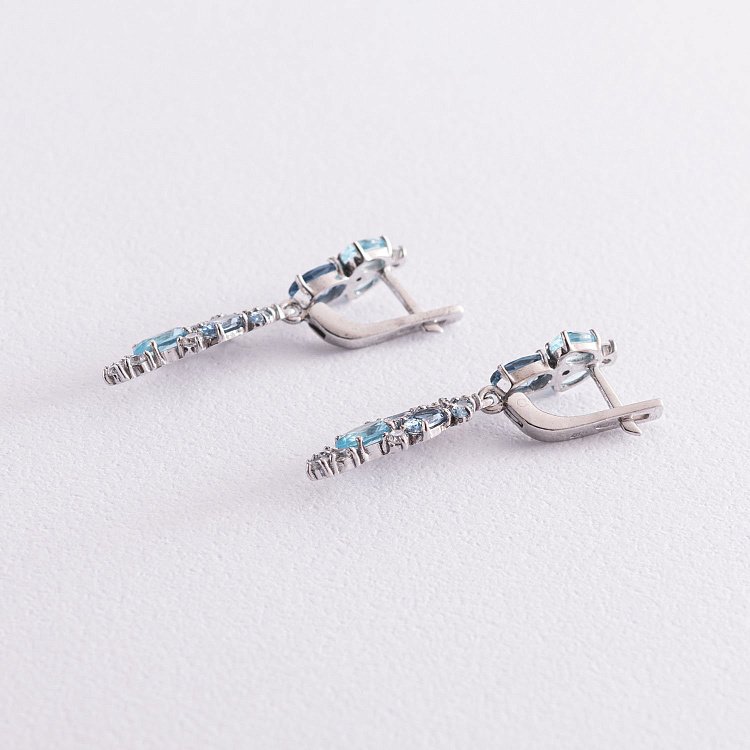 Срібні сережки з кварцом і фіанітами 2950/9р-QLBQS від ювелірного магазину Онікс - 4