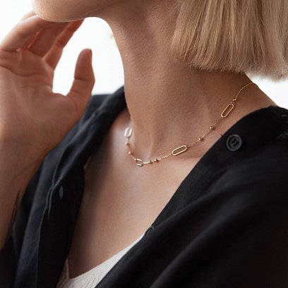 Кольє - ланцюжок "Кульки" у червоному золоті кол02224 №4