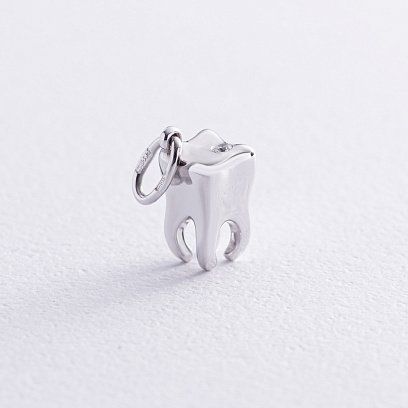 Золотой кулон "Зуб" с бриллиантом 110781121 №3