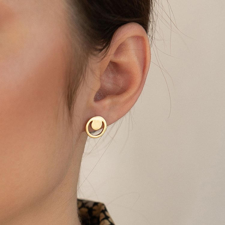 Сережки - пусети "Щирість" в жовтому золоті с06996 від ювелірного магазину Онікс - 4