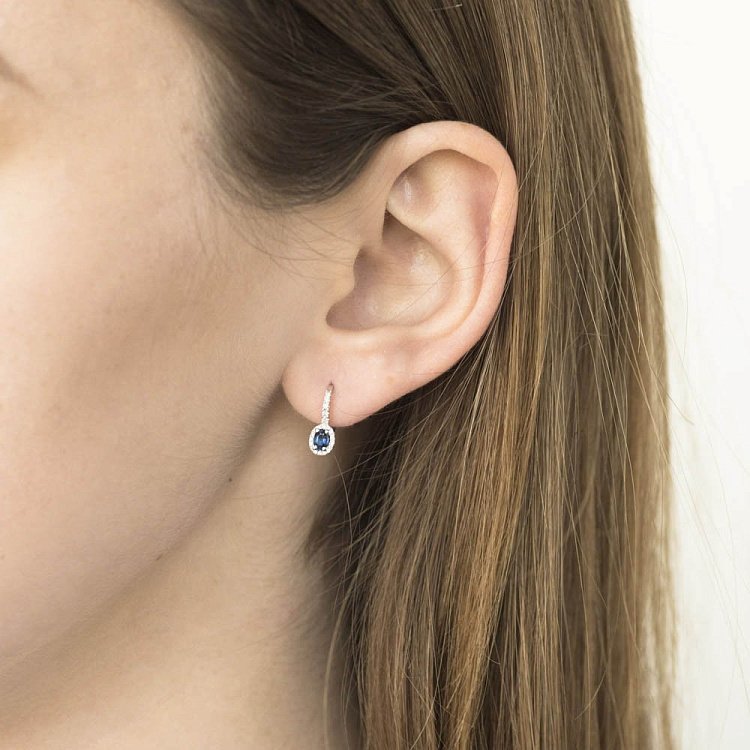 Золотые серьги (топаз "Лондон голубой", бриллиант) сб0181са от ювелирного магазина Оникс - 2