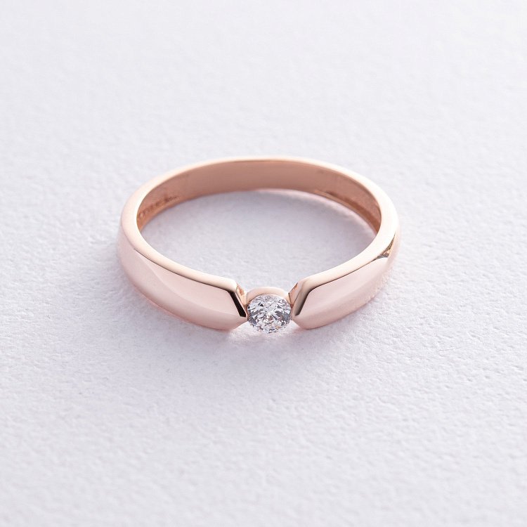 Заручальна золота каблучка з фіанітом к07441 від ювелірного магазину Онікс - 2