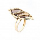 Золотое кольцо (дымчатый кварц, фианиты) к03584 от ювелирного магазина Оникс - 2