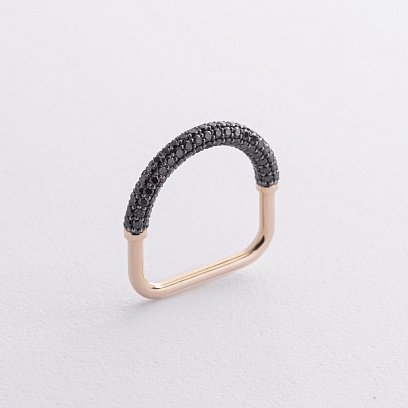Золотое кольцо "Dominika" с черными бриллиантами 240001622