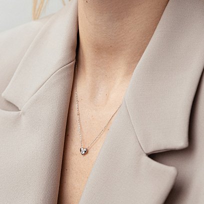 Золоте кольє "Сердечко" з фіанітом кол02138 №3