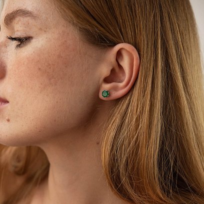 Золоті сережки-пусети з оніксом с06404 №2