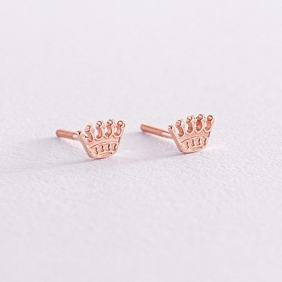 Золотые серьги - пусеты "Короны" с04355