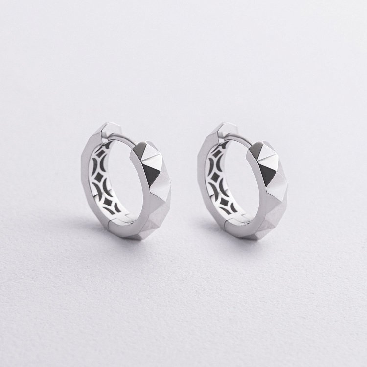 Сережки - кільця "Louise" у білому золоті с09010 від ювелірного магазину Онікс