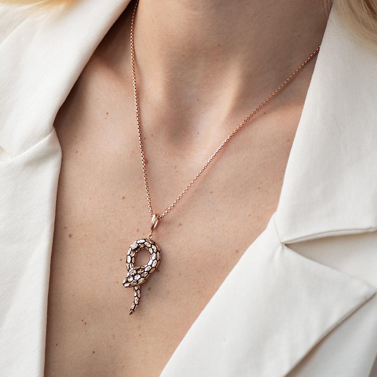 Золотий кулон "Змія" (емаль) п03635 від ювелірного магазину Онікс - 5