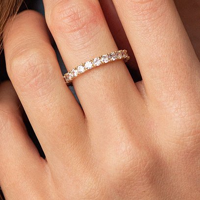 Каблучка "Paris" з доріжкою каменів у жовтому золоті к07201 №8