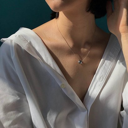 Золоте кольє з блакитним топазом кол01325 №7