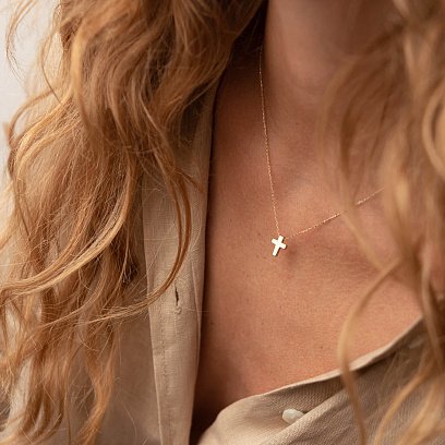 Колье "Крестик" в желтом золоте кол02268 №2