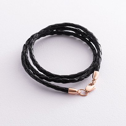 Кожаный шнурок с гладкой золотой застежкой (3мм) кол00939