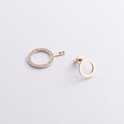 Серьги - джекеты "Sophia" в желтом золоте (фианиты) с09095 №5