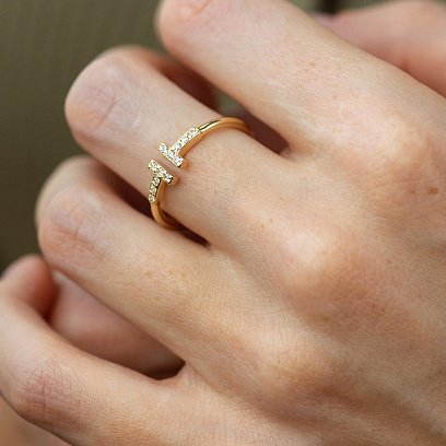 Каблучка "Tina" у жовтому золоті (фіаніти) к05835 №4