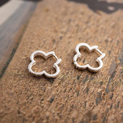 Серьги "Клевер" в серебре 122755 №5