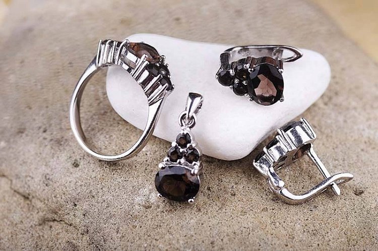 Подвеска (дымчатый кварц) 131322 от ювелирного магазина Оникс - 3