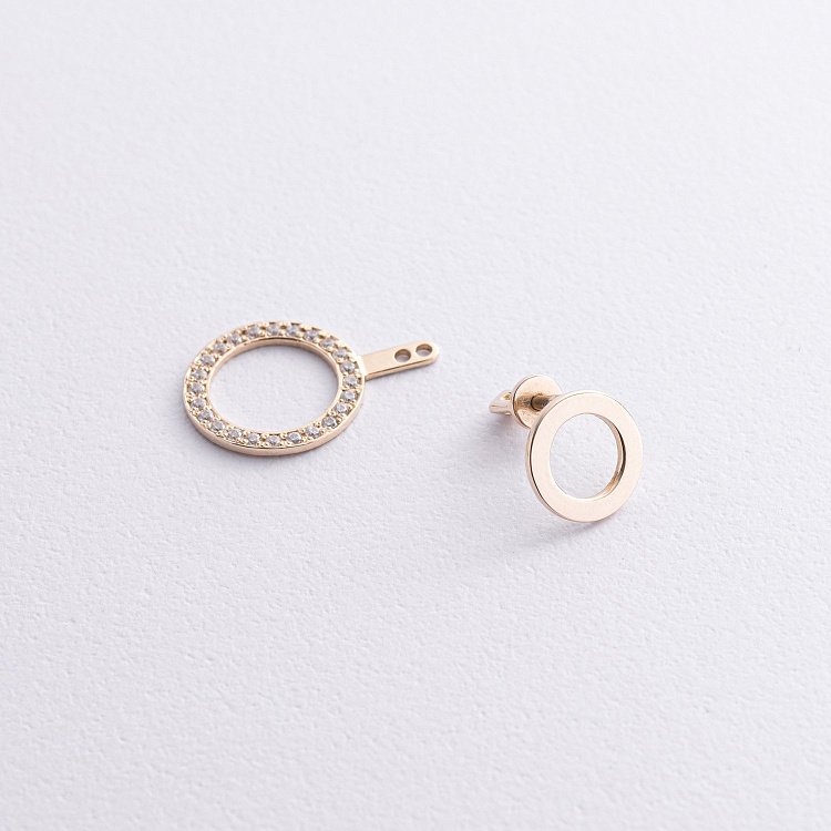 Серьги - джекеты "Sophia" в желтом золоте (фианиты) с09095 от ювелирного магазина Оникс - 4