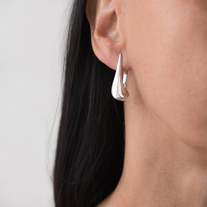Серьги "Капельки" в серебре (3.1 см) 122496