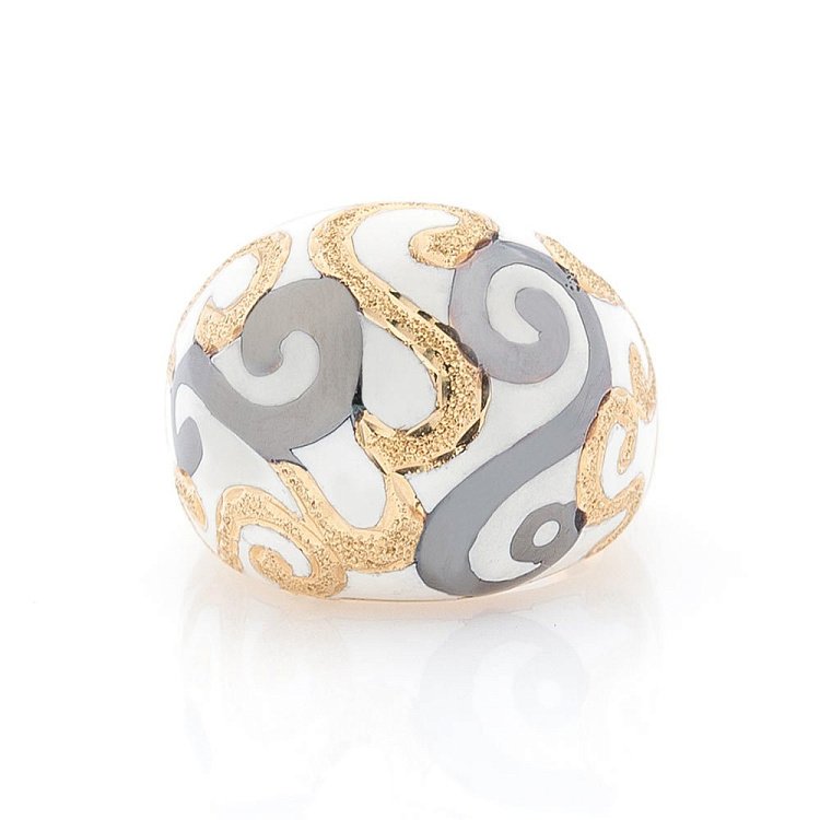 Золотое кольцо с эмалью к03488 от ювелирного магазина Оникс - 2