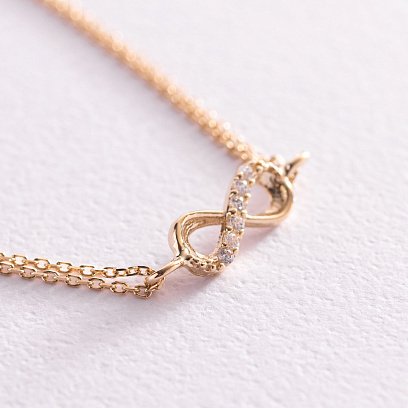 Браслет "Бесконечность" в желтом золоте (фианиты) б04861 №3