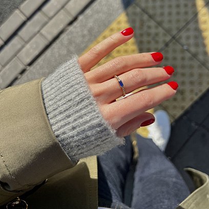 Золота каблучка "Аннабель" з синім фіанітом к07182 №6