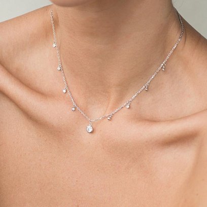Серебряное колье с фианитами 18653 №6