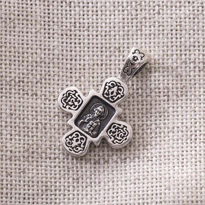 Православний срібний хрест з чорнінням 132480 №4