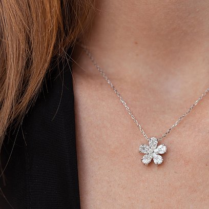 Золотая подвеска "Цветочек" с бриллиантами пб0207di №2