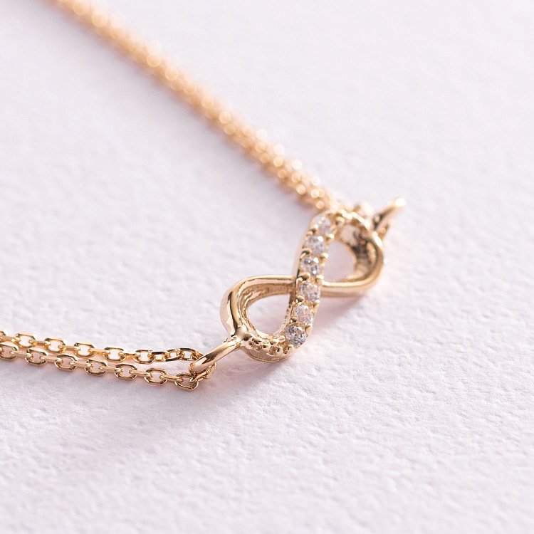 Браслет "Бесконечность" в желтом золоте (фианиты) б04861 от ювелирного магазина Оникс - 2