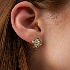 Сережки "Конюшина" в жовтому золоті с08991 от ювелирного магазина Оникс - 4