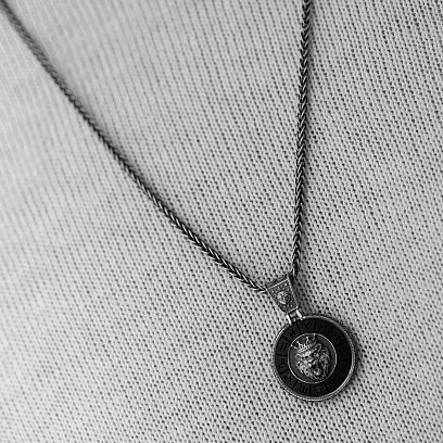 Срібний кулон "Знак зодіаку Лев" з ебеном 1041лев №7