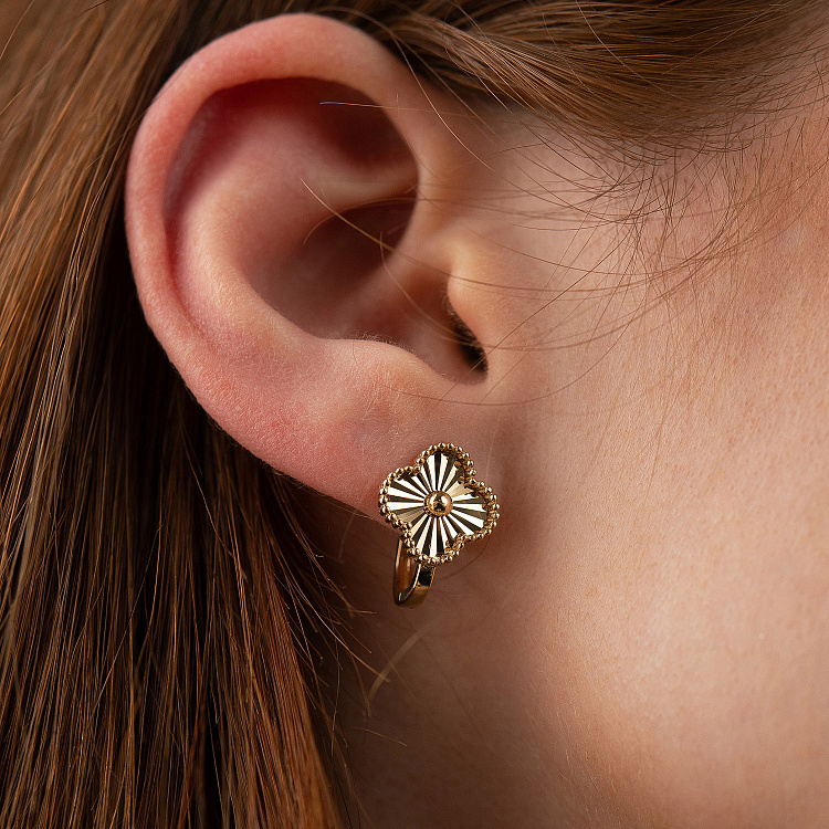 Сережки "Конюшина" в жовтому золоті с08991 від ювелірного магазину Онікс - 4