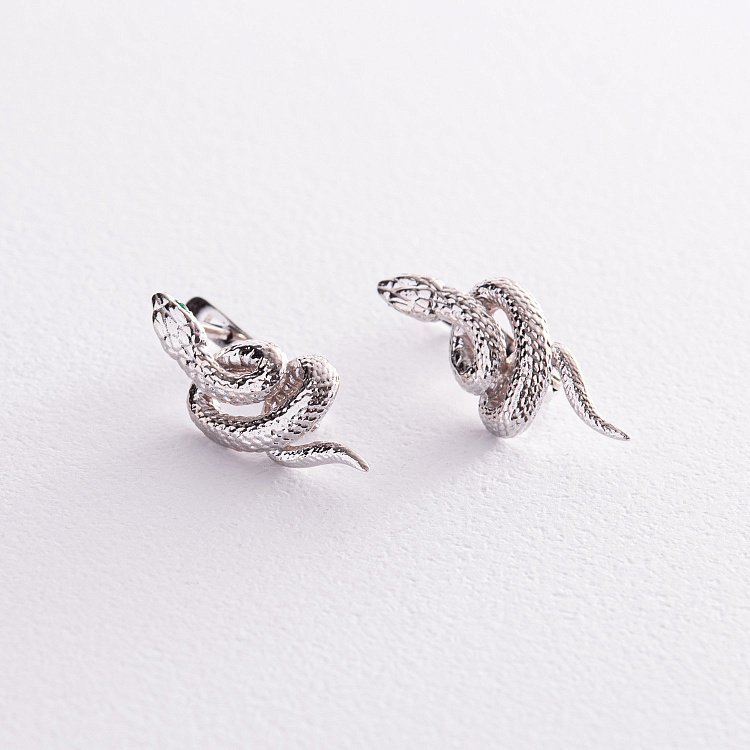 Сережки "Змії" у білому золоті с07941 від ювелірного магазину Онікс - 3