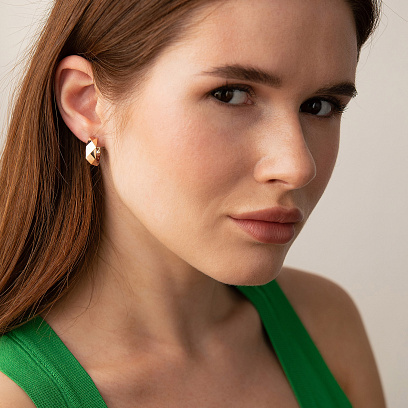 Сережки - кільця "Грані" в червоному золоті с09366 №3