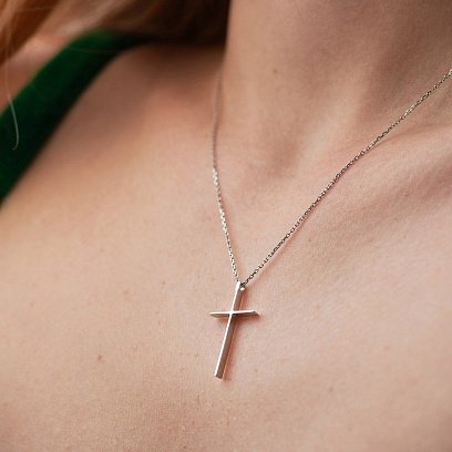 Колье "Крестик" в белом золоте кол01707 №5