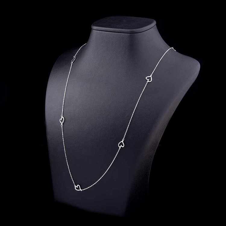 Серебряное колье "Сердечки" 18293 от ювелирного магазина Оникс - 1