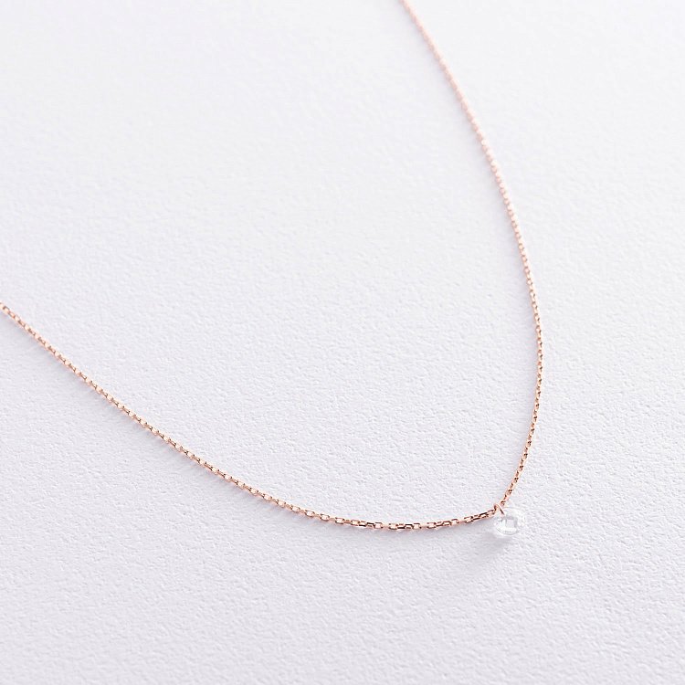 Кольє в червоному золоті з одним фіанітом кол01812 від ювелірного магазину Онікс