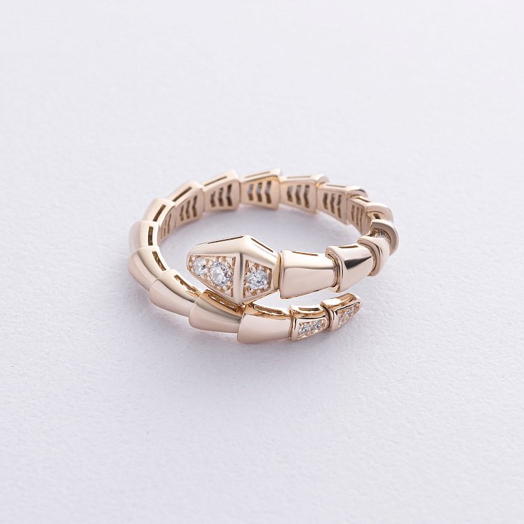 Кольцо "Змея" в желтом золоте (фианиты) к08026 от ювелирного магазина Оникс - 4