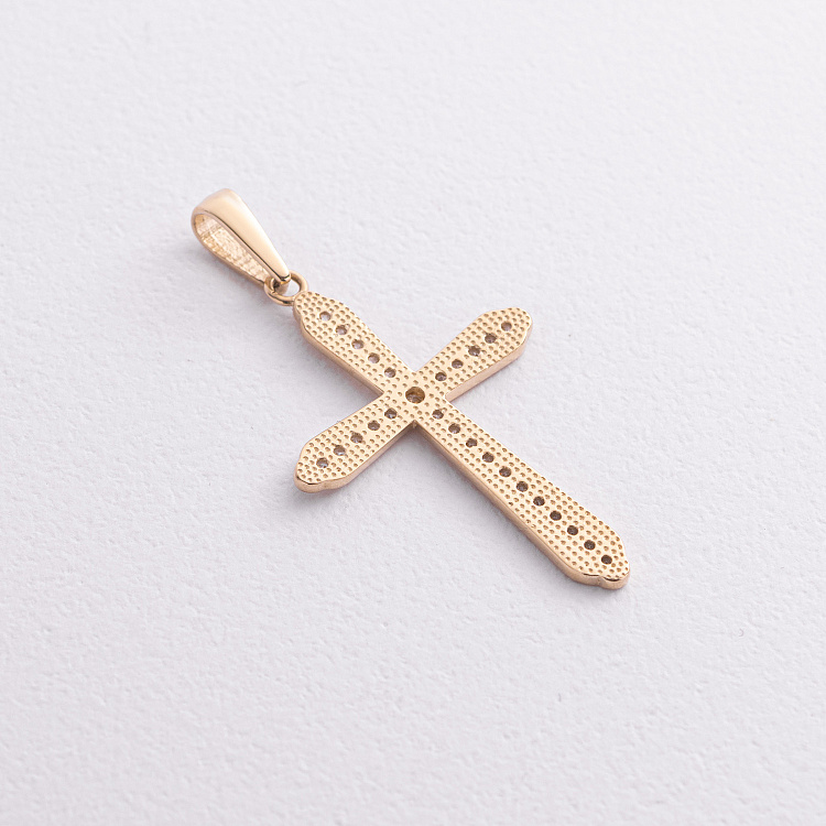 Крестик в желтом золоте (фианиты) п04042 от ювелирного магазина Оникс - 1