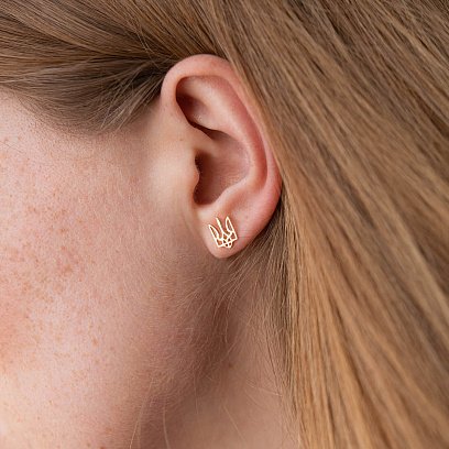 Золоті сережки - пусети "Герб України - Тризуб" с07958 №6