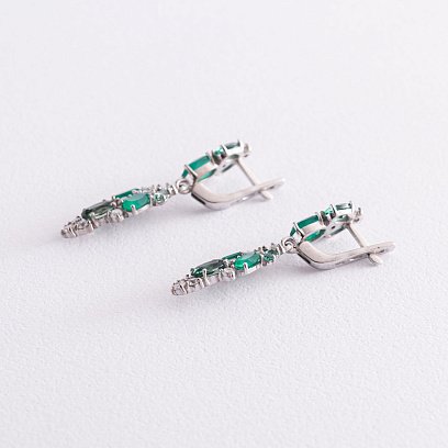 Серебряные серьги с агатом, кварцом и фианитами 2950/9р-GRAGQG №4